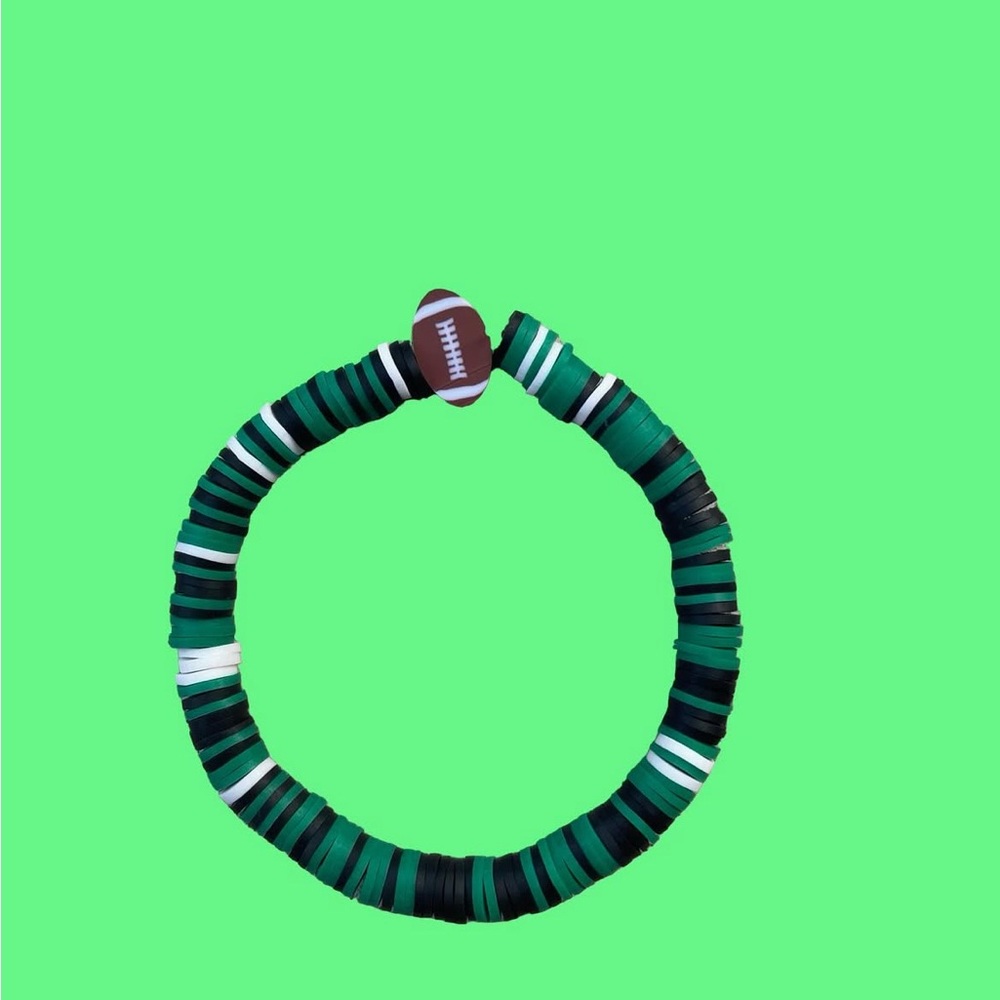 football green and black clay bead bracelet